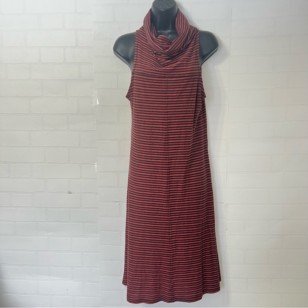 Horny Toad Striped Sleeveless Cowl Neck Organic Cotton Blend Midi Dress Size M - Picture 12 of 12